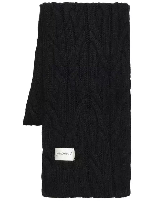 Elegant Black Woven Knit Scarf