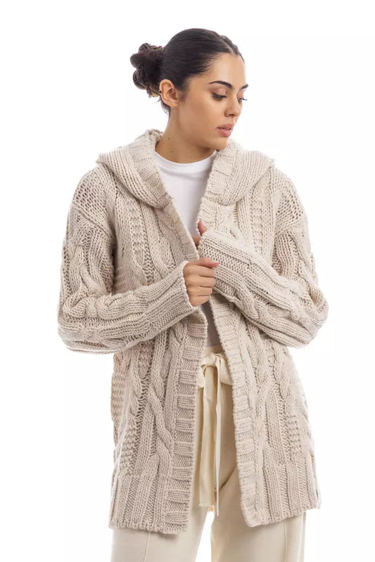 Timeless White Cable Knit Hooded Cardigan