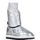 Chic Silver-Tone Ankle Boots with Logo Applique