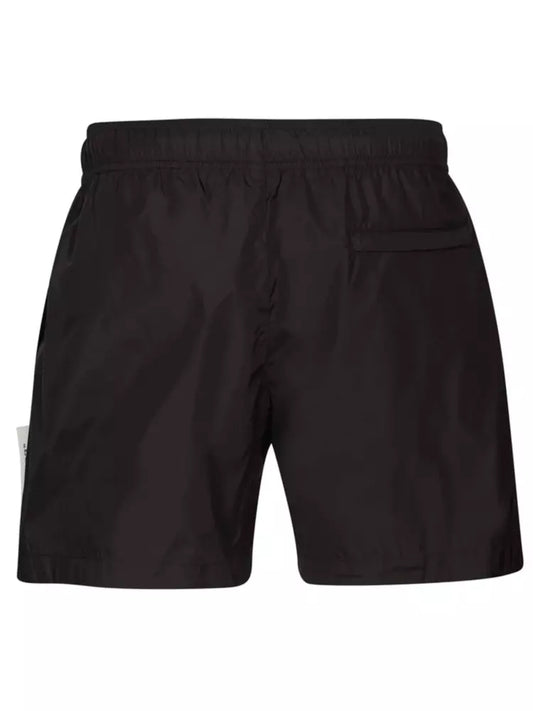 Chic Black Pocketed Swim Shorts with Logo Detail