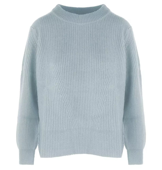 Elegant Ribbed Wool-Cashmere Women's Crew Neck Sweater