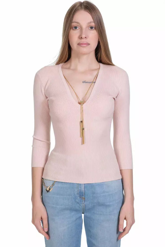 Chic Pink Lyocell Sweater for Elegant Evenings