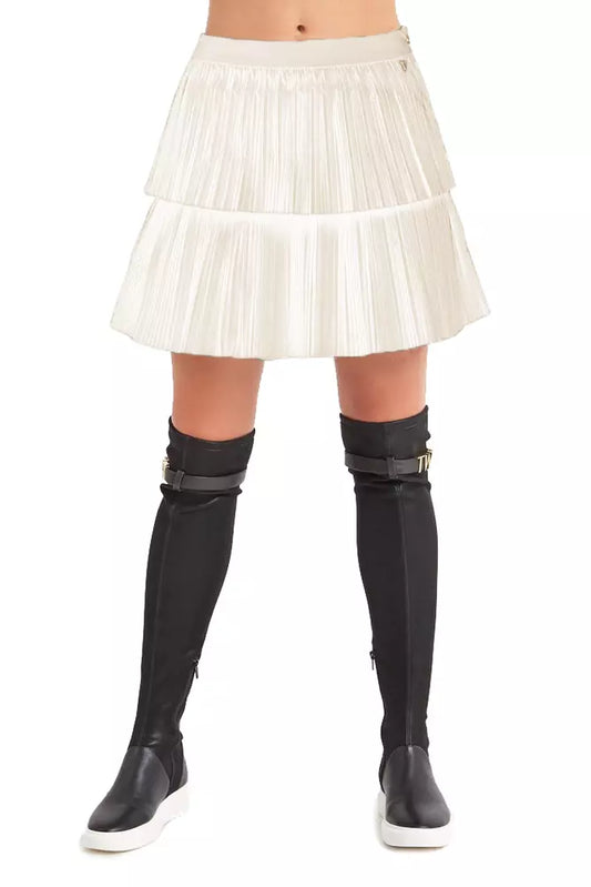 Elegant Pleated Beige Skirt with Side Zip