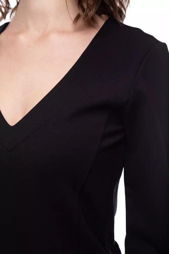 Elegant Black V-Neck Sheath Dress