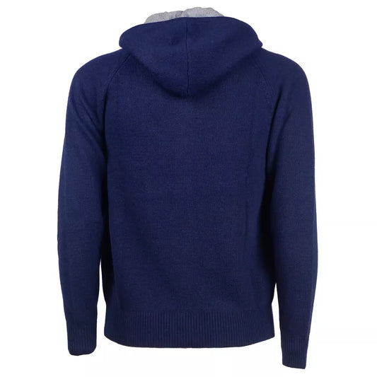 Italian Wool Blend Zip Hoodie in Blue