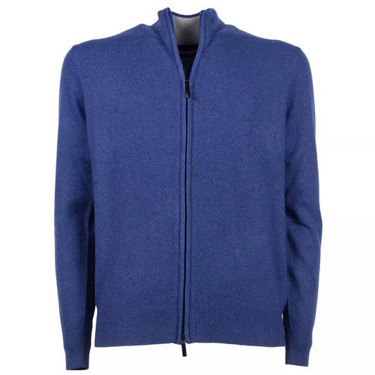Elegant All-Zip Wool Blend High Collar Sweater