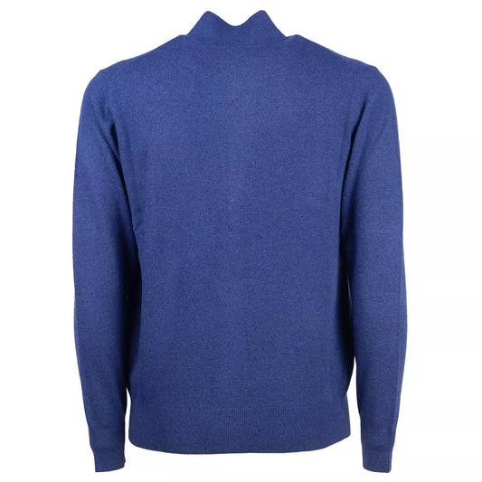 Elegant All-Zip Wool Blend High Collar Sweater