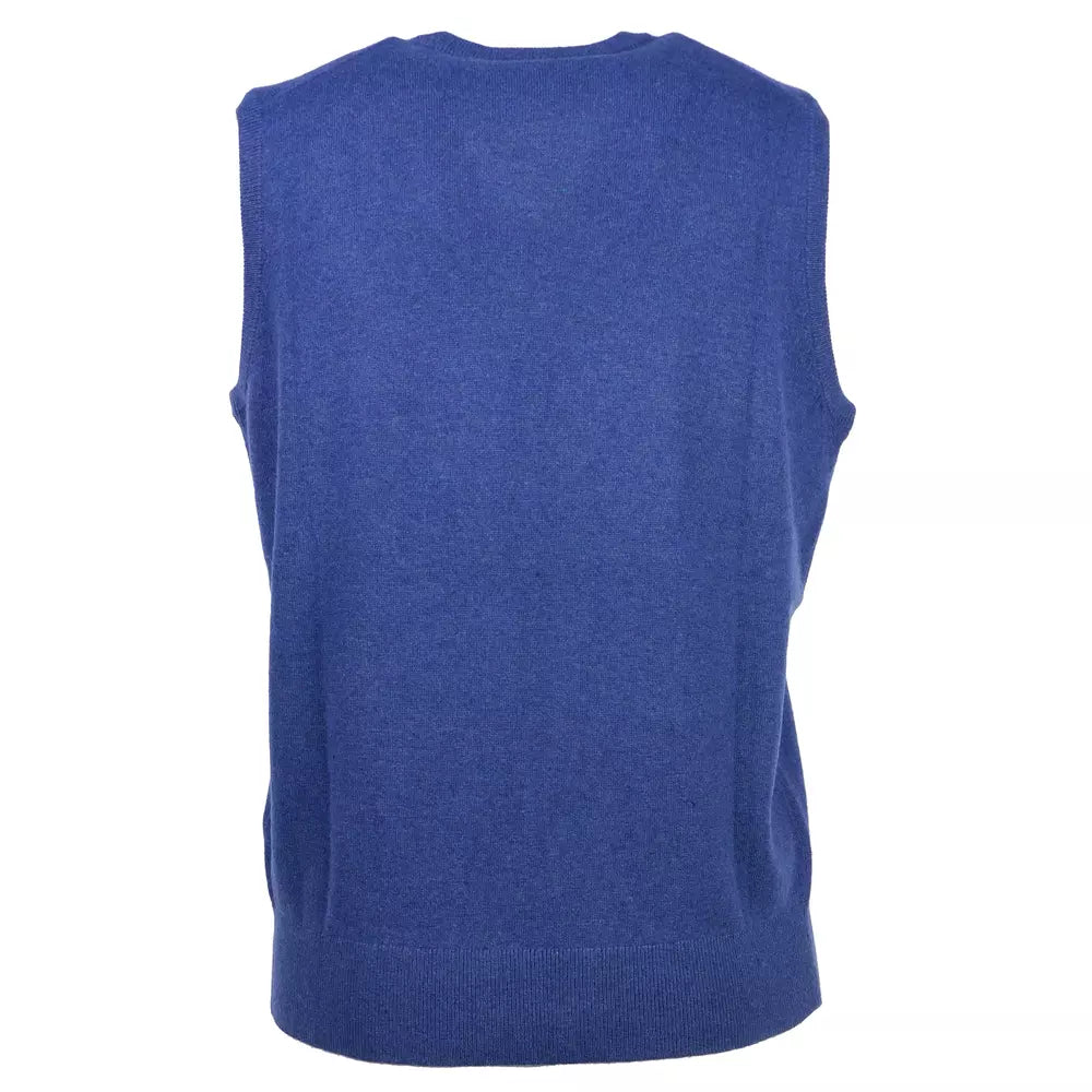 Sleek V-Neck Wool-Cashmere Sleeveless Vest