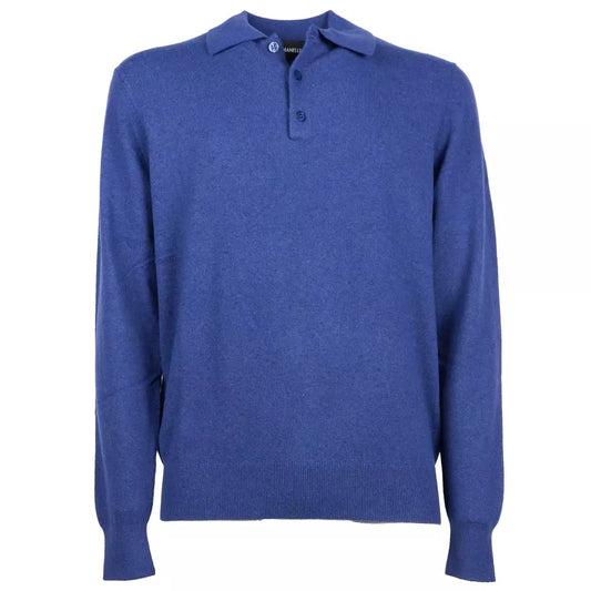 Elegant Wool-Cashmere Blend Polo Sweater