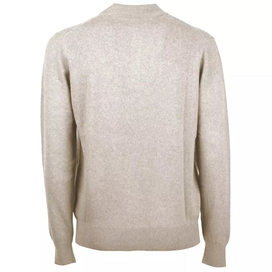 Italian Wool-Cashmere Polo Sweater - Beige