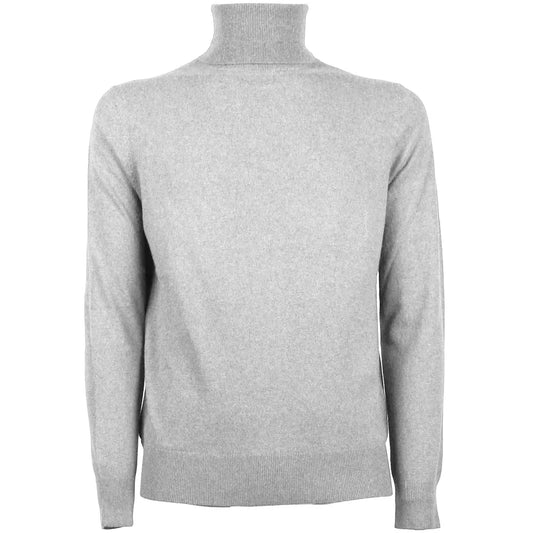 Elegant Gray Turtleneck Wool-Cashmere Blend Sweater