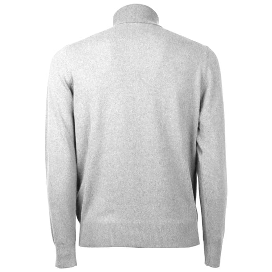 Elegant Gray Turtleneck Wool-Cashmere Blend Sweater