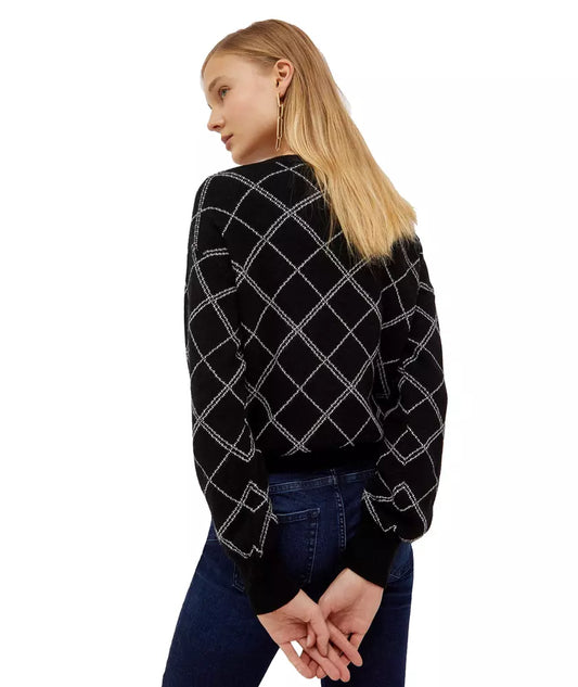 Rhinestone Embellished Check Sweater