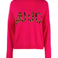 Fuchsia Turtleneck Sweater with Rhinestone Details
