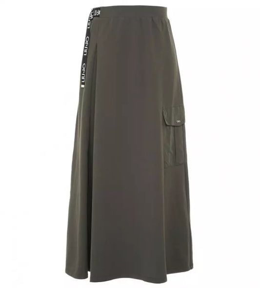 Elegant Cotton Fleece Long Skirt with Logo Detail