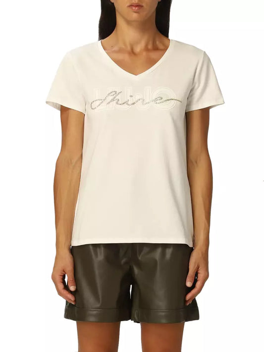 Glitter Logo Print Cotton T-Shirt