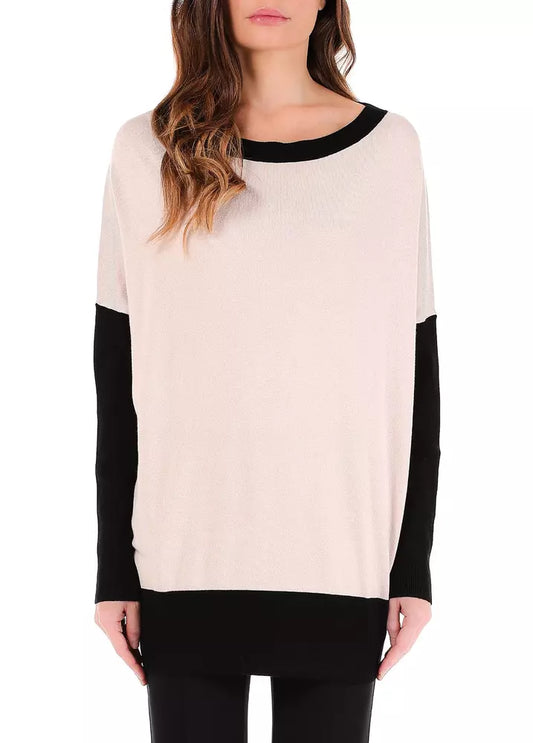 Chic Two-Tone Oversized Sweater in Stretch Viscose