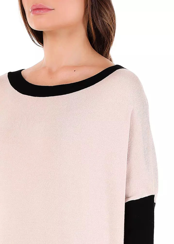 Chic Two-Tone Oversized Sweater in Stretch Viscose