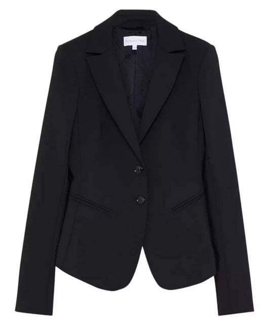 Elegant Black Cotton Blend Blazer Jacket