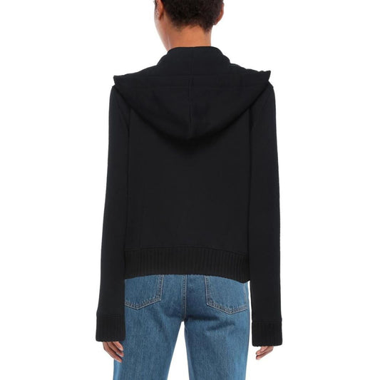 Elegant Black Hooded Cotton Sweatshirt
