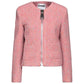 Elegant Pink Tweed-Textured Wool Blend Jacket