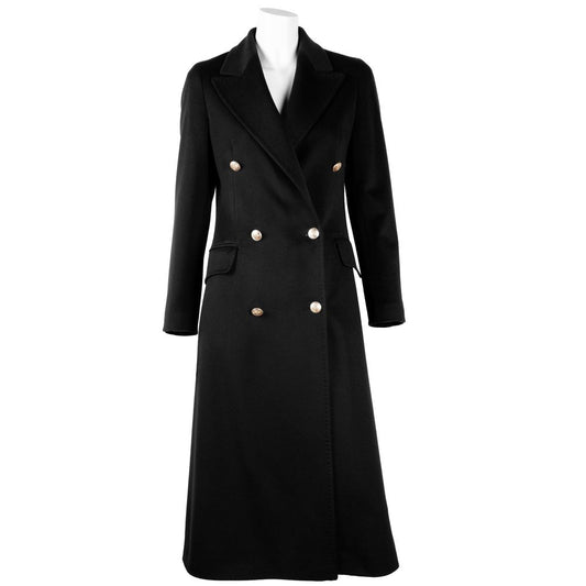 Elegant Double-Breasted Wool Long Coat