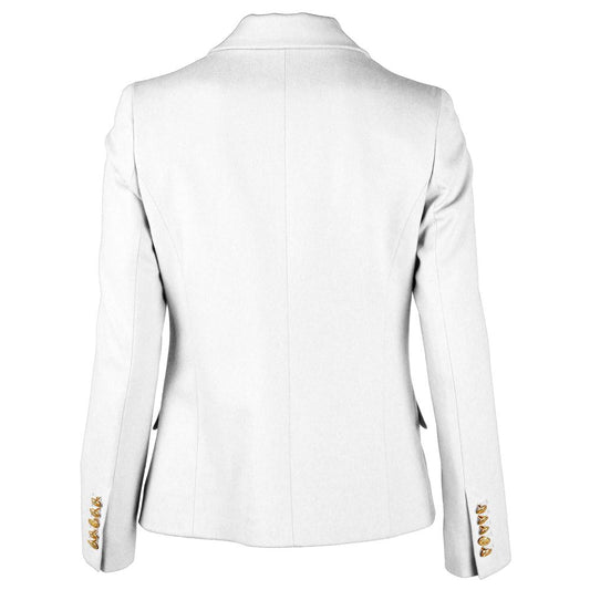 Elegant Double-Breasted Wool Coat in White