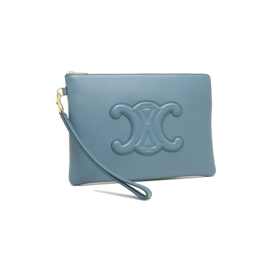 Light Blue Leather Clutch Bag