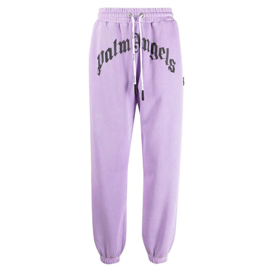 Purple Cotton Tracksuit Trousers with Logo Print