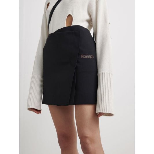 Chic Asymmetric Mini Skirt with Bold Text Accent