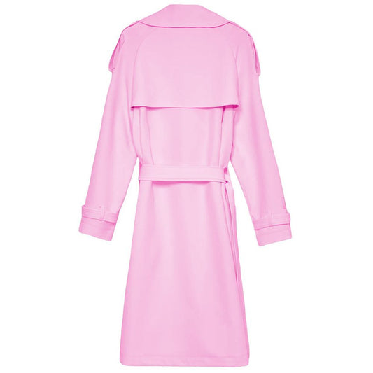 Chic Double-Breasted Pink Trench Coat