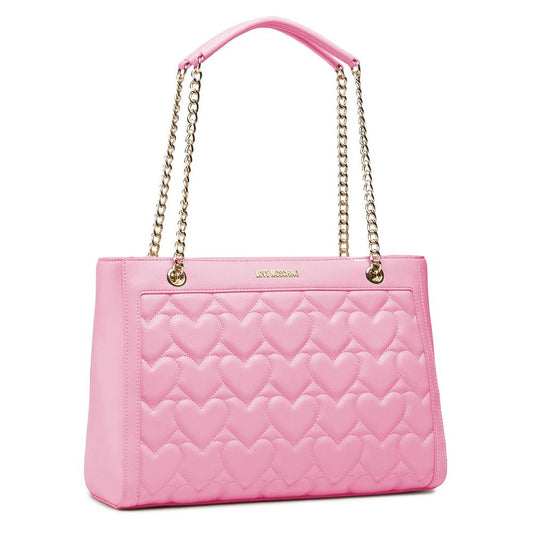 Pink Artificial Leather Shoulder Bag