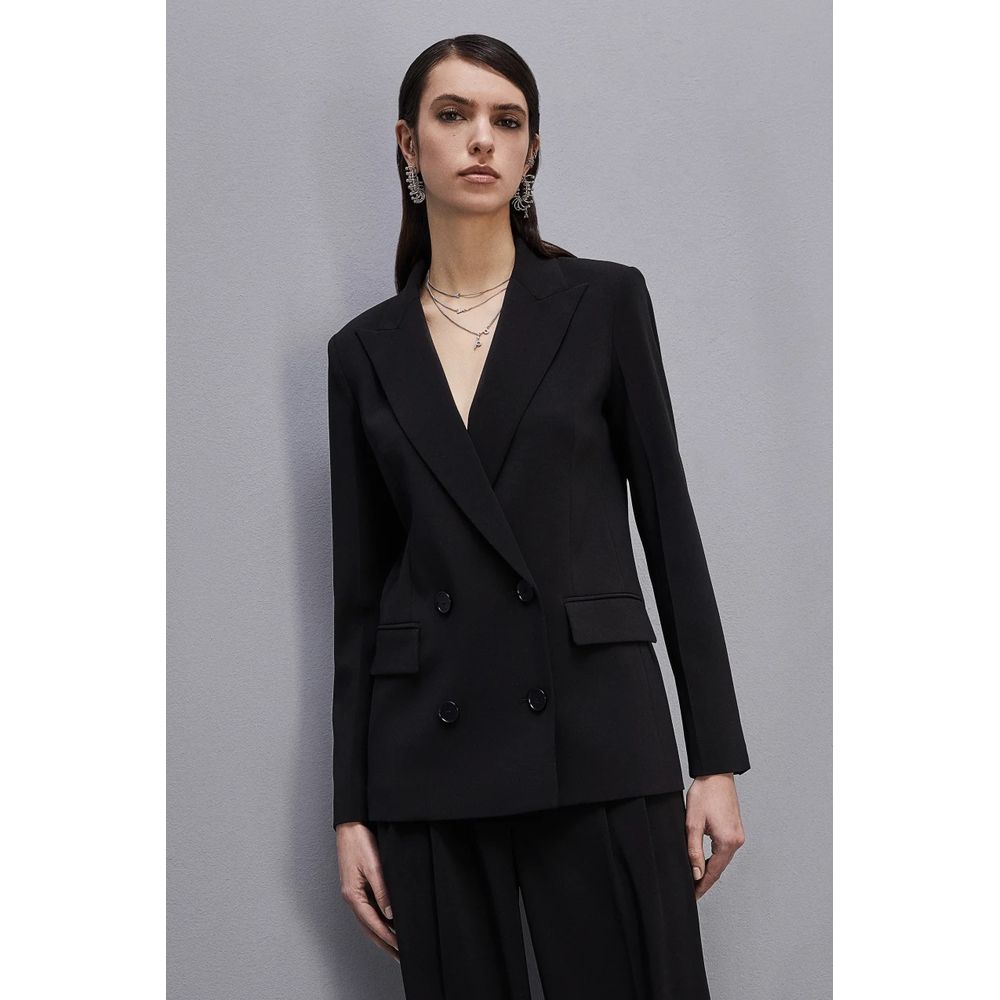 Elegant Double-Breasted Black Jacket