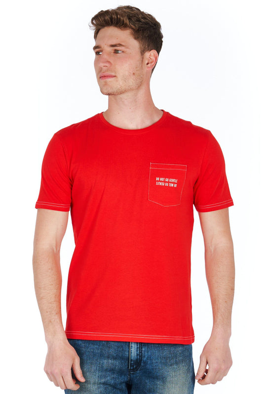 Slim Fit Red Pocket Tee with Iconic Logo