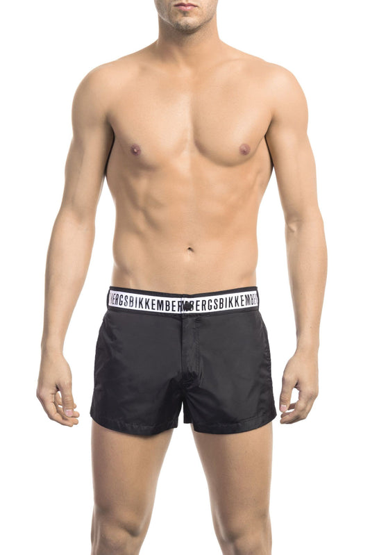 Chic Monochrome Swim Shorts with Branded Detail