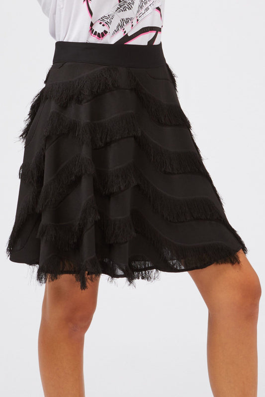 Elegant Black Fringed Skirt
