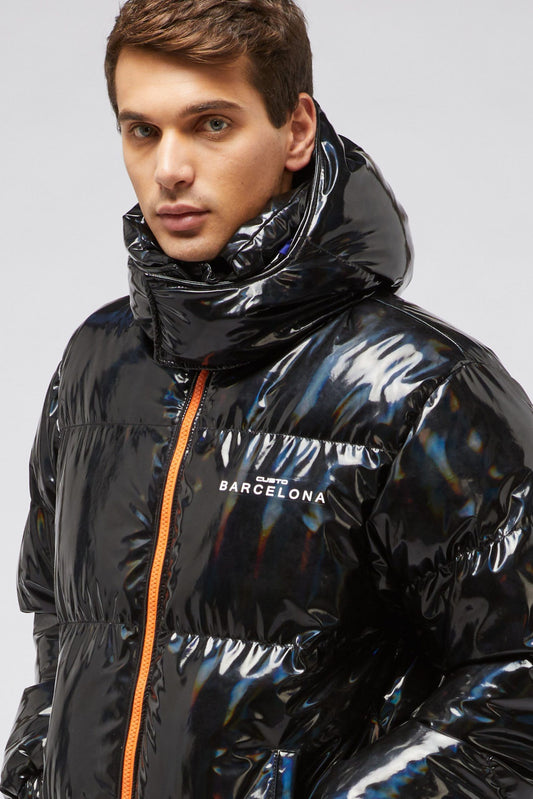 Chic Two-Tone Laminated Down Jacket
