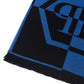 Elegant Fringed Logo Scarf in Blue