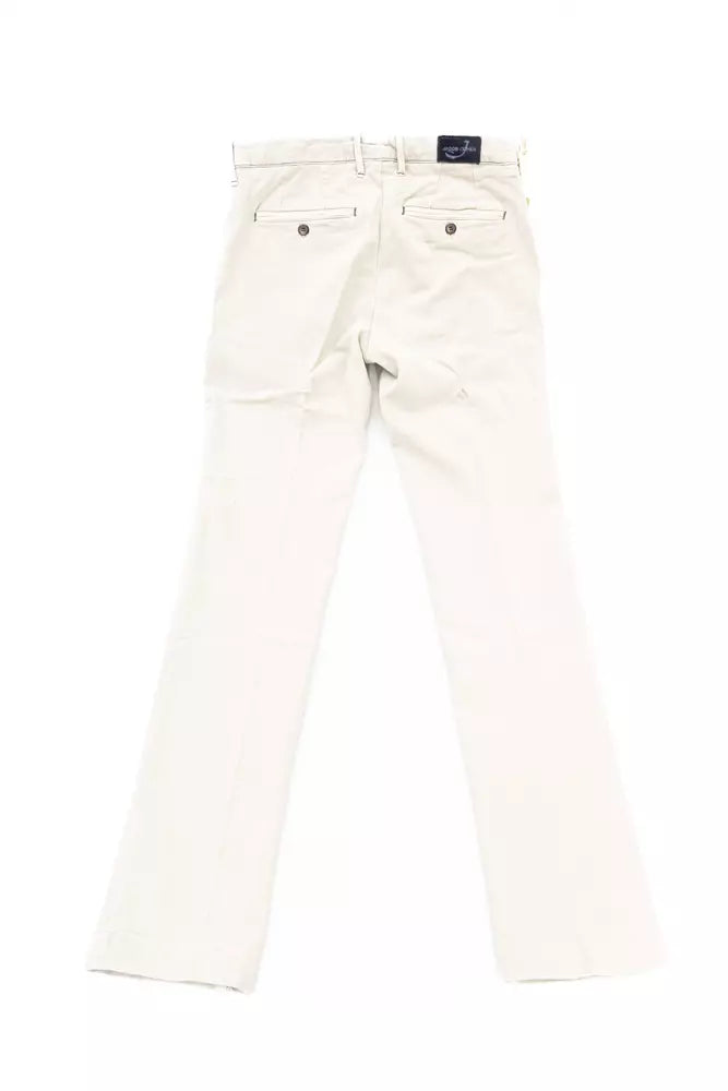 Elegant Silver Chino Trousers with Embroidery