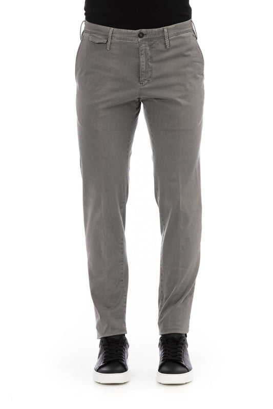 Elegant Gray Cotton Blend Trousers