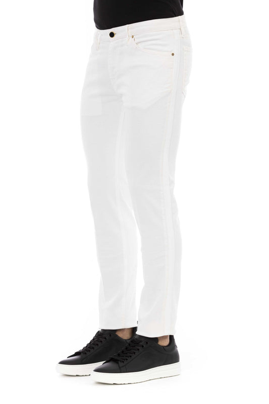 Elegant White Cotton Stretch Jeans