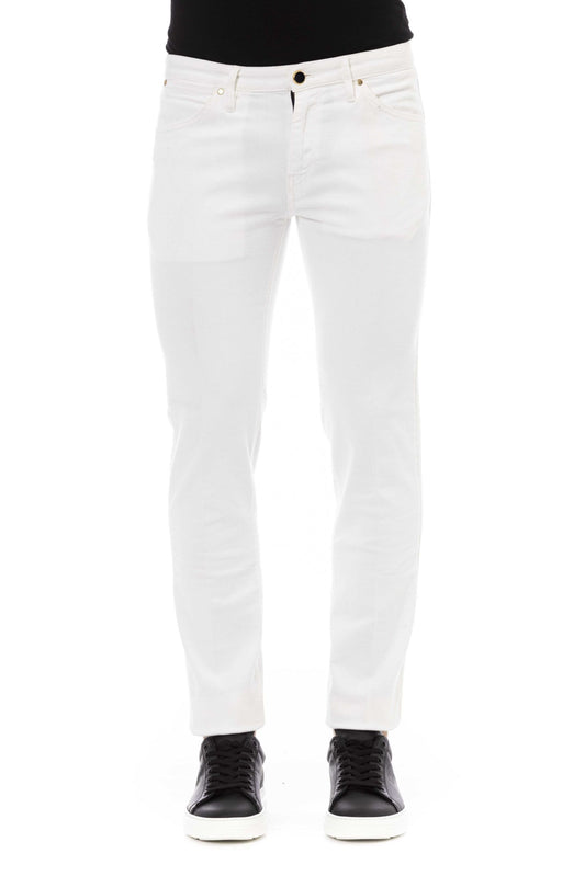 Elegant White Cotton Stretch Jeans