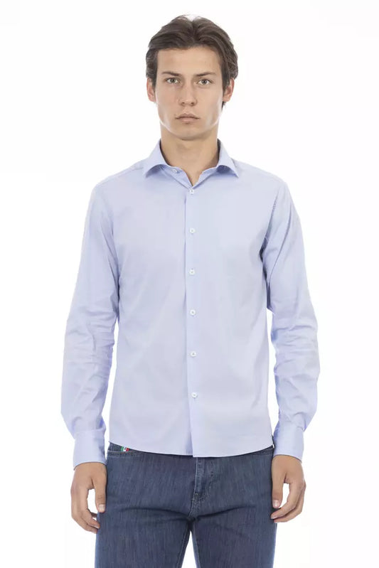 Elegant Slim-Fit Light-Blue Shirt for Men