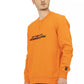 Sleek Orange Crewneck Sweatshirt with Sleeve Logo