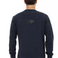 Sleek Shield Emblem Blue Crewneck Sweatshirt