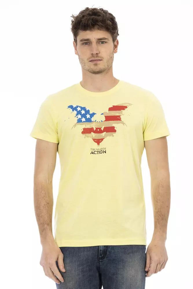 Sunshine Yellow Casual Tee with Graphic Print