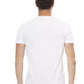 Sleek White Cotton Blend Tee with Graphic Front