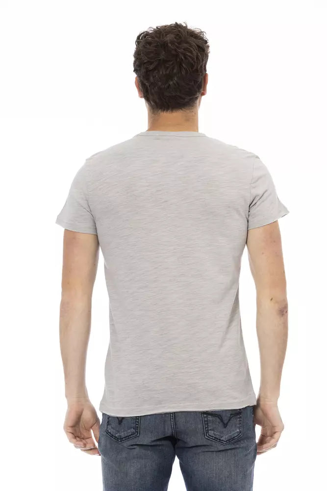 Elegant Gray Short Sleeve T-Shirt with Print