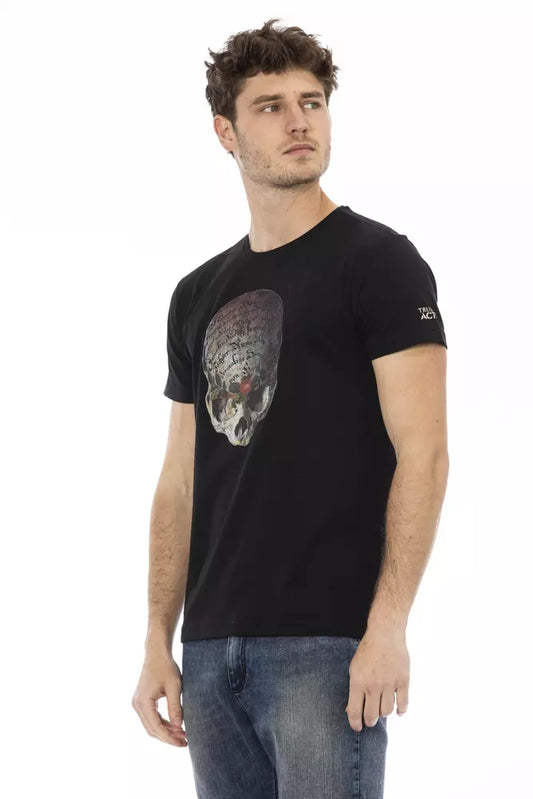 Elevated Casual Black Tee - Short Sleeve & Round Neck