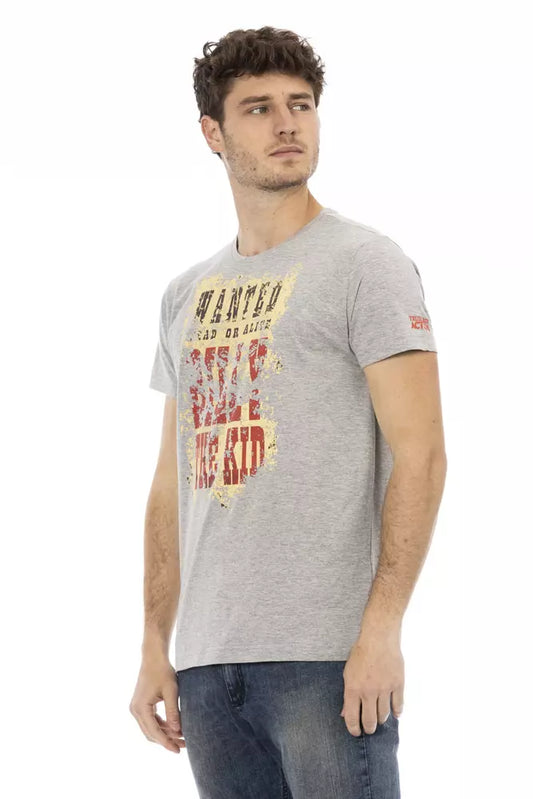 Sleek Gray Cotton-Blend T-Shirt for Men